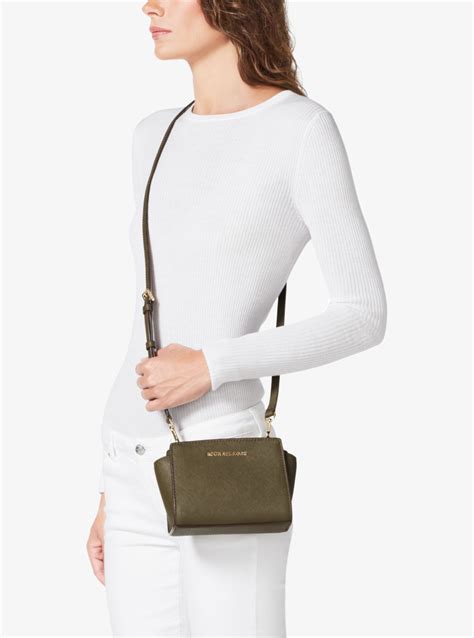 michael michael kors selma mini|Selma Mini Crossgrain Leather Crossbody Bag .